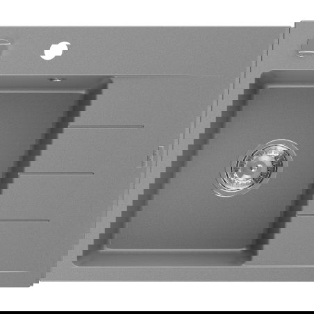 Mexen Ben granitno pomivalno korito z eno posodo s krilom, levo 600 x 500 mm, sivo, kromiran sifon - 6522605000-71