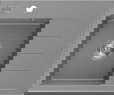 Mexen Ben fregadero de granito de 1 seno con escurridor, izquierdo 600 x 500 mm, gris, sifón cromado - 6522605000-71