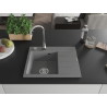 Mexen Ben graniitköök kraanikauss, 1-kauseline kuivatiga, vasakpoolne 600 x 500 mm, hall, kroom sifoon - 6522605000-71