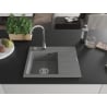 Mexen Ben Granitspüle 1-Becken mit linker Abtropffläche 600 x 500 mm, grau, Siphon chrom - 6522605000-71