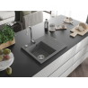 Mexen Ben graniitköök kraanikauss, 1-kauseline kuivatiga, vasakpoolne 600 x 500 mm, hall, kroom sifoon - 6522605000-71