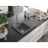 Mexen Ben Granitspüle 1-Becken mit linker Abtropffläche 600 x 500 mm, grau, Siphon chrom - 6522605000-71
