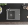 Mexen Ben granieten gootsteen 1-bak met druiprek, links 600 x 500 mm, grijs, chromen sifon - 6522605000-71
