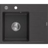 Mexen Ben Granitspüle 1-Becken mit linker Abtropffläche 600 x 500 mm, schwarz gesprenkelt, Chrom-Siphon - 6522605000-76
