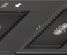 Mexen Ben granitā izlietne ar vienu nodalījumu un noteku, kreisā 600 x 500 mm, melna ar plankumiem, hromēts sifons