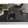Mexen Ben Granitspüle 1-Becken mit linker Abtropffläche 600 x 500 mm, schwarz gesprenkelt, Chrom-Siphon - 6522605000-76