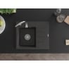 Mexen Ben Granitspüle 1-Becken mit linker Abtropffläche 600 x 500 mm, schwarz gesprenkelt, Chrom-Siphon - 6522605000-76