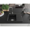Mexen Ben zlewozmywak granitowy 1-komorowy z ociekaczem, lewy 600 x 500 mm, czarny, syfon chrom - 6522605000-77