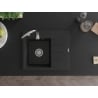 Mexen Ben Granitspüle 1-Becken mit linker Abtropffläche 600 x 500 mm, schwarz, Siphon chrom - 6522605000-77