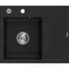 Mexen Ben Granitspüle 1-Becken mit linker Abtropffläche 600 x 500 mm, schwarz, Siphon chrom - 6522605000-77