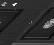 Mexen Ben granda izlietne ar vienu nodalījumu, ar noteku, kreisā 600 x 500 mm, melna, hromēts sifons - 6522605000-77