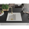 Mexen Ben granitni sudoper s jednom komorom s ocjednom plohom, lijevi 600 x 500 mm, bijeli, zlatni sifon - 6522605000-20-G
