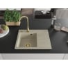 Mexen Ben Granitspüle 1-beckig mit linker Abtropffläche 600 x 500 mm, beige, goldener Siphon - 6522605000-69-G
