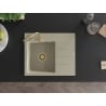 Mexen Ben Granitspüle 1-beckig mit Abtropffläche, links, 600 x 500 mm, beige, goldener Siphon - 6522605000-69-G