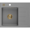 Mexen Ben zlewozmywak granitowy 1-komorowy z ociekaczem, lewy 600 x 500 mm, szary, syfon złoty  - 6522605000-71-G