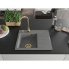 Mexen Ben zlewozmywak granitowy 1-komorowy z ociekaczem, lewy 600 x 500 mm, szary, syfon złoty  - 6522605000-71-G