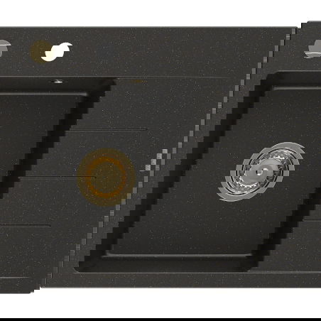 Mexen Ben lavello in granito 1-vasca con sgocciolatoio, sinistro 600 x 500 mm, nero/oro metallizzato, sifone oro