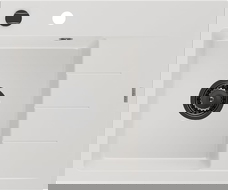 Mexen Ben granitische spoelbak 1-komor met afdruiprek, links 600 x 500 mm, wit, zwarte sifon - 6522605000-20-B