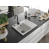 Mexen Ben zlewozmywak granitowy 1-komorowy z ociekaczem, lewy 600 x 500 mm, biały, syfon czarny - 6522605000-20-B
