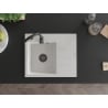 Mexen Ben évier en granit 1 bac avec égouttoir, gauche 600 x 500 mm, blanc, siphon noir - 6522605000-20-B