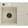Mexen Ben Granitspüle 1-Becken mit Abtropffläche links 600 x 500 mm, beige, schwarzer Siphon - 6522605000-69-B