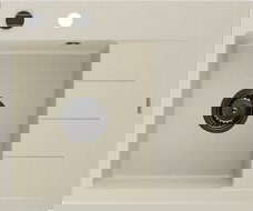 Mexen Ben évier en granit 1 bac avec égouttoir, gauche 600 x 500 mm, beige, siphon noir - 6522605000-69-B