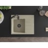 Mexen Ben 1-bowl granite kitchen sink with drainer, left, 600 x 500 mm, beige, black siphon - 6522605000-69-B