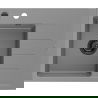 Mexen Ben granieten spoelbak 1-komer met afdruiprek links 600 x 500 mm, grijs, zwarte sifon - 6522605000-71-B