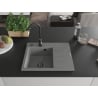 Mexen Ben Granitspüle 1-Becken mit Abtropffläche links 600 x 500 mm, grau, schwarzer Siphon - 6522605000-71-B