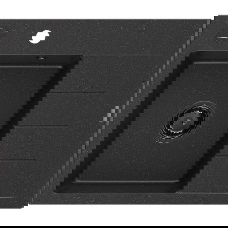 Mexen Ben Granitspüle 1-Becken mit linker Abtropffläche 600 x 500 mm schwarz/silber metallic, schwarze Siphon - 6522605000-73-B