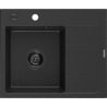 Mexen Ben Granitspüle 1-Becken mit linker Abtropffläche 600 x 500 mm schwarz/silber metallic, schwarze Siphon - 6522605000-73-B