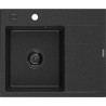 Mexen Ben zlewozmywak granitowy 1-komorowy z ociekaczem, lewy 600 x 500 mm czarny/srebrny metalik syfon czarny - 6522605000-73-B