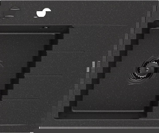 Mexen Ben fregadero de granito de 1 seno con escurridor, izquierdo 600 x 500 mm negro/plateado metálico sifón negro