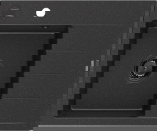 Mexen Ben granitais izlietne ar vienu nodalījumu un notecētāju, kreisā 600 x 500 mm melna/sudraba metāliks sifons melns