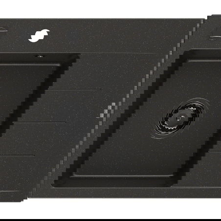 Mexen Ben lavello da cucina in granito a una vasca con sgocciolatoio, sinistro 600 x 500 mm, nero/oro metallizzato, sifone nero