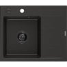 Mexen Ben Granitspüle 1-Becken mit linker Abtropffläche 600 x 500 mm, schwarz/gold metallic, schwarzer Siphon - 6522605000-75-B