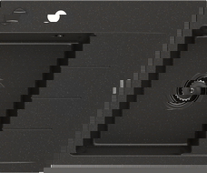 Mexen Ben 1-bowl Granite Sink with Drainer, Left, 600 x 500 mm, Black/Gold Metallic, Black Siphon - 6522605000-75-B