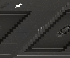 Mexen Ben lava-louça de granito 1-cuba com escorredor, esquerda 600 x 500 mm, preto/dourado metálico, sifão preto