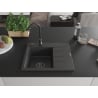 Mexen Ben Granitspüle 1-Becken mit linken Abtropffläche 600 x 500 mm, schwarz gesprenkelt, schwarzer Siphon - 6522605000-76-B