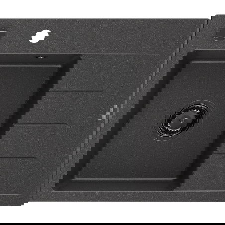 Mexen Ben lava-louça de granito de 1 cuba com escorredor, esquerdo 600 x 500 mm, preto salpicado, sifão preto