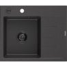 Mexen Ben Granitspüle 1-Becken mit linken Abtropffläche 600 x 500 mm, schwarz gesprenkelt, schwarzer Siphon - 6522605000-76-B