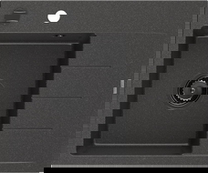 Mexen Ben lavello in granito a 1 vasca con scolapiatti, sinistro 600 x 500 mm, nero maculato, sifone nero - 6522605000-76-B