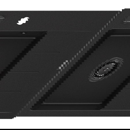 Mexen Ben piasteira de granito 1-cuba com escorredor, esquerda 600 x 500 mm, preto, sifão preto - 6522605000-77-B