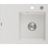 Mexen Ben Granitni sudoper s jednom komorom i ocjednom, desni 600 x 500 mm, bijeli, kromirani sifon - 6523605000-20