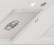 Mexen Ben 1-Kummer Granitspléck mat Oflaaf, riets 600 x 500 mm, wäiss, Chrom Syphon - 6523605000-20