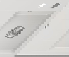 Mexen Ben évier en granit 1 bac avec égouttoir, droit 600 x 500 mm, blanc, siphon chromé - 6523605000-20