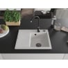Mexen Ben granite sink 1-bowl with drainer, right 600 x 500 mm, white, black siphon - 6523605000-20-B