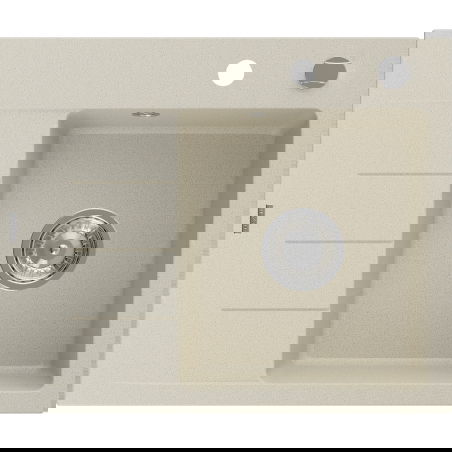Mexen Ben Granitspüle ein Becken mit Abtropffläche rechts 600 x 500 mm, beige, Chromsiphon - 6523605000-69
