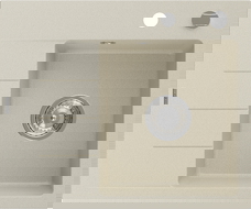 Mexen Ben fregadero de granito de 1 cubeta con escurridor, derecho 600 x 500 mm, beige, sifón cromado - 6523605000-69