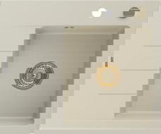 Mexen Ben Granitspüle 1-beckig mit Abtropffläche, rechts 600 x 500 mm, beige, Siphon goldfarben - 6523605000-69-G